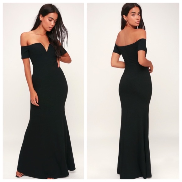 Lulus Dresses & Skirts - Lulu’s NWT Lynne Black Off-the-Shoulder Maxi Dress